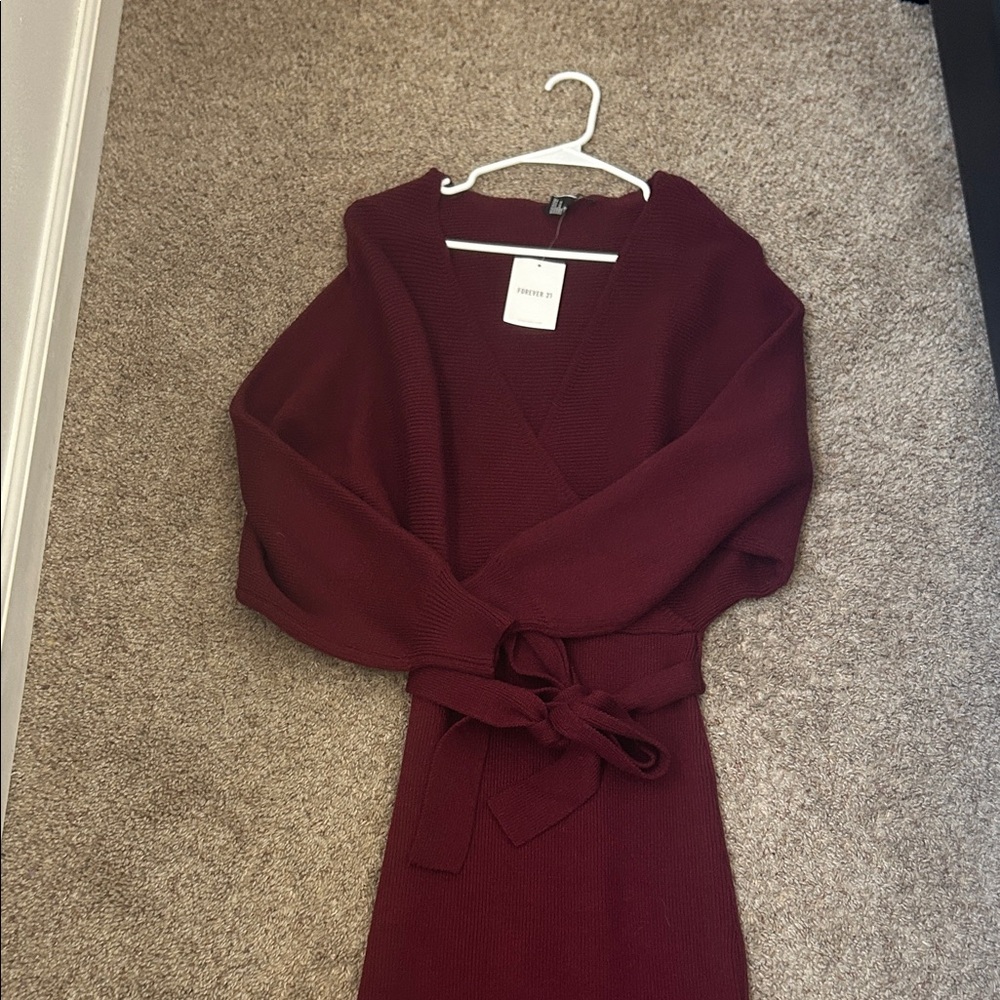 Forever 21 Deep Red Long Sleeve Dress